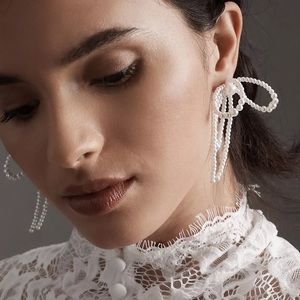 Anthropologie Pearl Bow Earrings